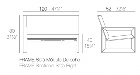 Modul dreapta canapea premium Frame pentru exterior 120x82x80 cm, 54118 - Vondom [1]
