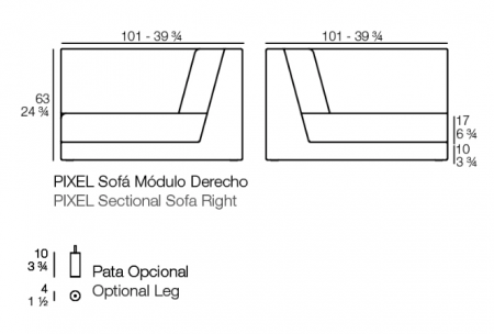 Modul dreapta canapea premium Pixel pentru exterior 101x101x63 cm, 54256 - Vondom [1]