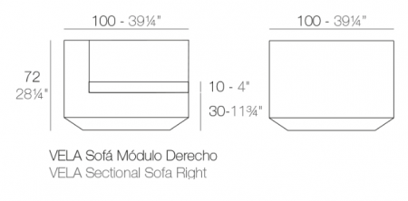 Modul dreapta canapea premium Vela pentru exterior 100x100x72 cm, 54078 - Vondom [1]