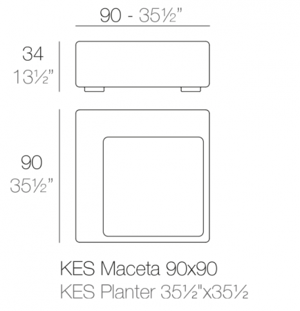 Modul ghiveci flori canapea premium Kes pentru exterior 90x90x34 cm, 64004A - Vondom [1]