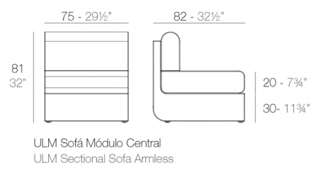 Modul mijloc canapea premium Ulm pentru exterior 82x75x72 cm, 54171 - Vondom [2]