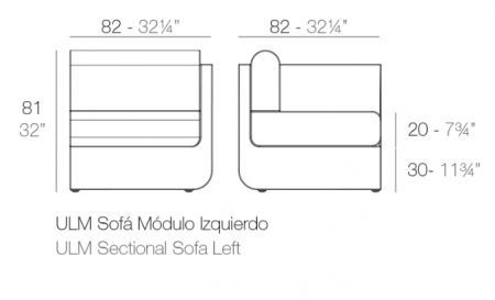 Modul stanga canapea premium Ulm pentru exterior 82x82x72 cm, 54173 - Vondom [2]