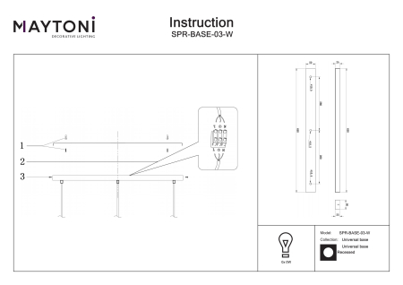 Montaj universal Bază universală, Metal Alb, Maytoni SPR-BASE-03 SPR-BASE-03-W [1]