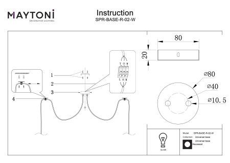 Montaj universal Bază universală, Metal Alb, Maytoni SPR-BASE-R-02 SPR-BASE-R-02-W [1]