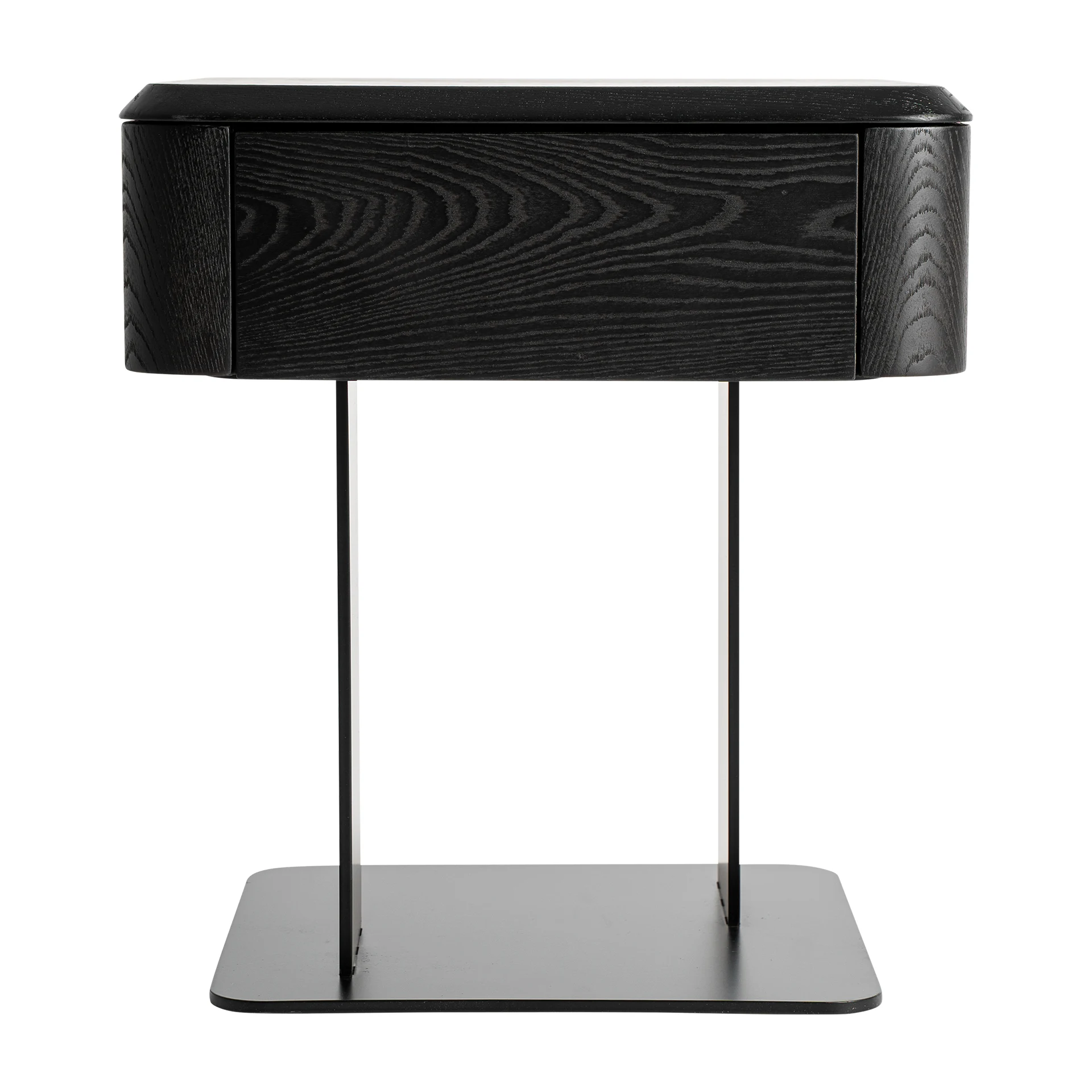 Produse - Noptiera din Placaj de Ulm, Fier si Lemn Mdf, Negru, 46x46x51 cm - VicalHome 36916