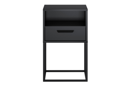 Noptieră Navello 61-40-1S1O, lățime 40 cm, PAL Melaminat Negru Mat, 1 Sertar - COMAD, cod NAVELLO BLACK 61-40-1S1O [1]