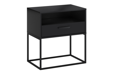 Noptieră Navello 61-60-1S1O, lățime 60 cm, PAL Melaminat Negru Mat, 1 Sertar - COMAD, cod NAVELLO BLACK 61-60-1S1O [0]