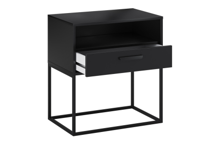 Noptieră Navello 61-60-1S1O, lățime 60 cm, PAL Melaminat Negru Mat, 1 Sertar - COMAD, cod NAVELLO BLACK 61-60-1S1O [2]
