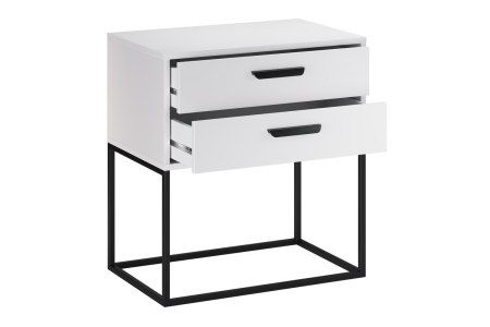 Noptieră Navello, lățime 60 cm, PAL Melaminat Alb, 2 Sertare - COMAD, cod NAVELLO WHITE 61-60-2S [2]
