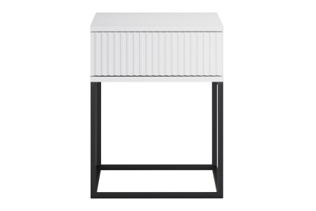 Noptieră Spello, lățime 40 cm, MDF Riflat și PAL Melaminat Alb, 1 Sertar - COMAD, cod SPELLO WHITE 61-40-1S [1]