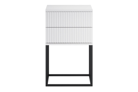 Noptieră Spello, lățime 40 cm, MDF Riflat și PAL Melaminat Alb, 2 Sertare - COMAD, cod SPELLO WHITE 61-40-2S [1]