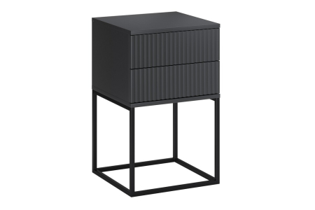 Produse - Noptieră Spello, lățime 40 cm, MDF Riflat și PAL Melaminat Antracit, 2 Sertare - COMAD, cod SPELLO ANTRACIT 61-40-2S