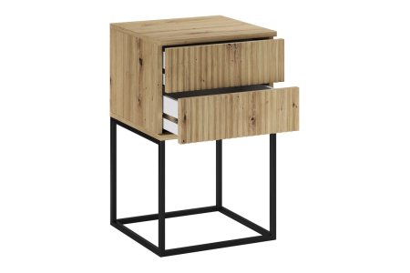 Noptieră Spello, lățime 40 cm, MDF Riflat și PAL Melaminat Stejar Artisan, 2 Sertare - COMAD, cod SPELLO ARTISAN 61-40-2S [2]