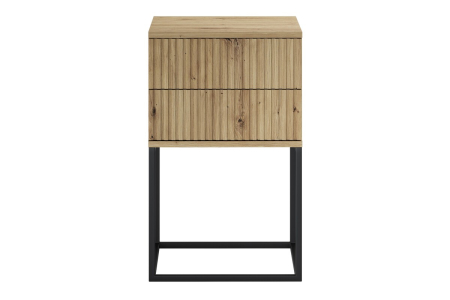 Noptieră Spello, lățime 40 cm, MDF Riflat și PAL Melaminat Stejar Artisan, 2 Sertare - COMAD, cod SPELLO ARTISAN 61-40-2S [1]