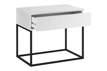 Noptieră Spello, lățime 60 cm, MDF Riflat și PAL Melaminat Alb, 1 Sertar - COMAD, cod SPELLO WHITE 61-60-1S [2]