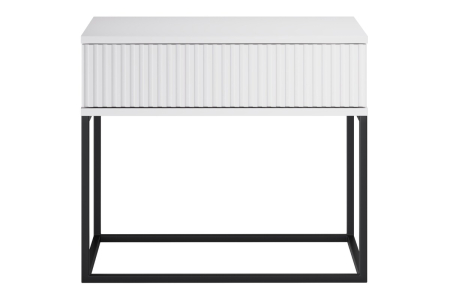 Noptieră Spello, lățime 60 cm, MDF Riflat și PAL Melaminat Alb, 1 Sertar - COMAD, cod SPELLO WHITE 61-60-1S [1]