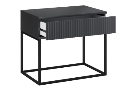 Noptieră Spello, lățime 60 cm, MDF Riflat și PAL Melaminat Antracit, 1 Sertar - COMAD, cod SPELLO ANTRACIT 61-60-1S [2]