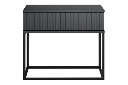 Noptieră Spello, lățime 60 cm, MDF Riflat și PAL Melaminat Antracit, 1 Sertar - COMAD, cod SPELLO ANTRACIT 61-60-1S [1]
