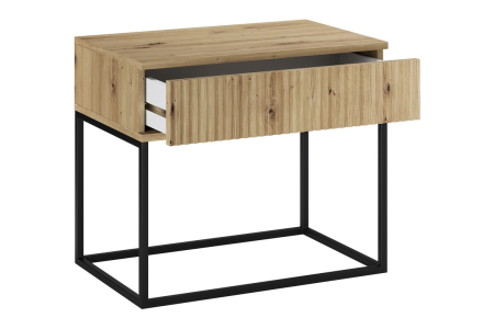 Noptieră Spello, lățime 60 cm, MDF Riflat și PAL Melaminat Stejar Artisan, 1 Sertar - COMAD, cod SPELLO ARTISAN 61-60-1S [2]