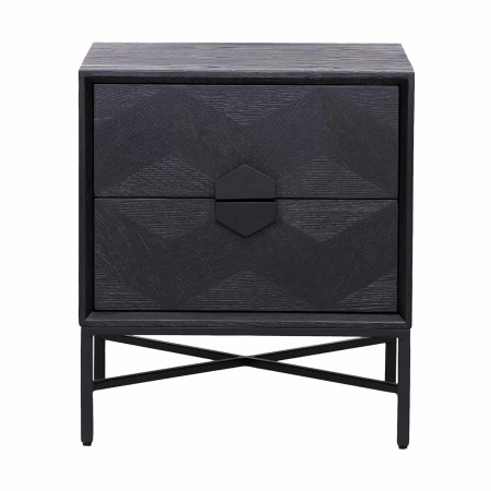 Noptiera premium cu sertare stejar negru Dargo 55x63 cm, picioare metal, 7544 - Richmond Interiors [2]