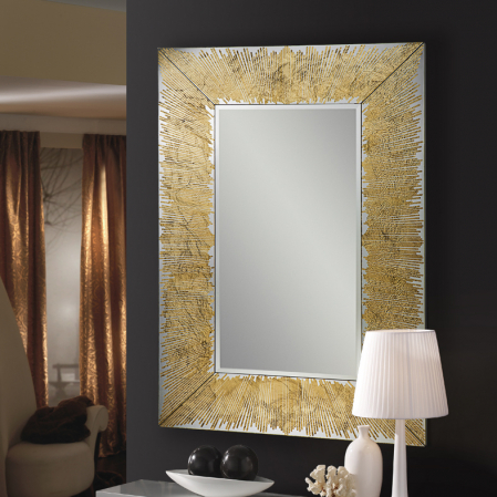 Oglinzi - Oglinda decorativa dreptunghiulara aurie/argintie Marion 120x80 cm, foita de aur/argint, 569106 - Schuller