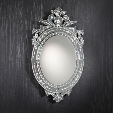 Oglinzi decorative - Oglinda decorativa ovala Blaise 40x70 cm, stil baroc, elemente sculptate, 29-E23 - Schuller