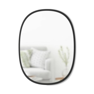 Oglinzi decorative - Oglinda decorativa ovala Cerise 46x61 cm, margine cauciucata gri/neagra, 1013765-040 - King