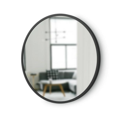 Oglinda decorativa rotunda Camille 46x46 cu rama din cauciuc negru/gri, 1013756-040 - King [2]