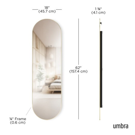Oglindă Hubba 62 45,7x4,1x157,4 cm, Metal Alamă - Umbra [4]