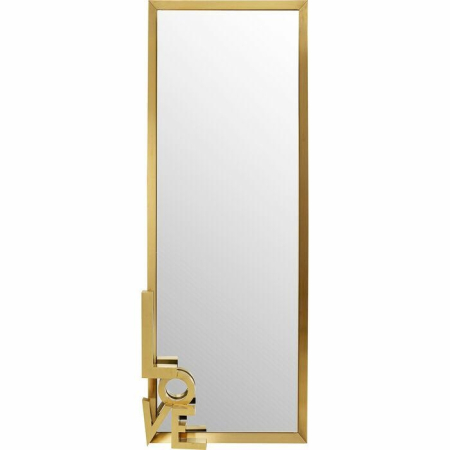 Produse - Oglindă Love Letters 3D 70x6,5x200 cm, Sticlă Oglindă și Oțel Placat cu Titan Auriu - Kare Design