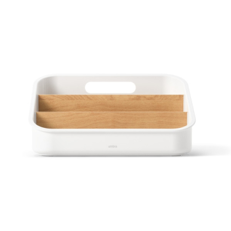 Organizator Bellwood 14x17x24 cm, 80% Plastic Reciclat și 19% Lemn Regenerabil Alb - Umbra [4]