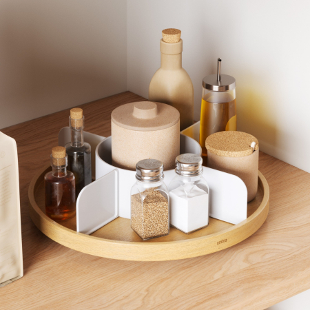 Organizator Bellwood Lazy Susan 30x9x30 cm, Plastic Provenit din Reciclare și Lemn Durabil - Umbra [1]