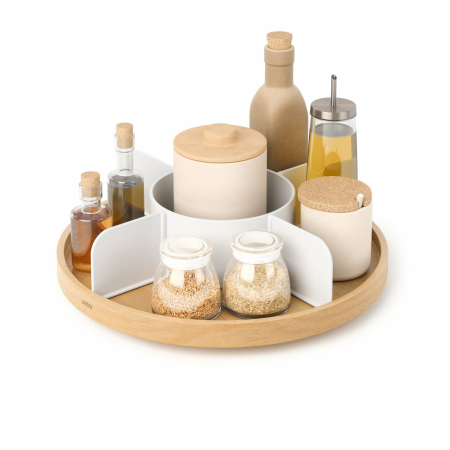 Cutii decorative - Organizator Bellwood Lazy Susan 30x9x30 cm, Plastic Provenit din Reciclare și Lemn Durabil - Umbra