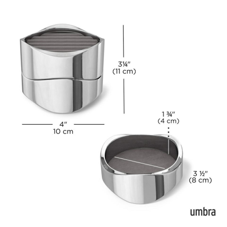 Organizator pentru Bijuterii Wavy 10x8x10 cm, Catifea Cromat - Umbra [5]