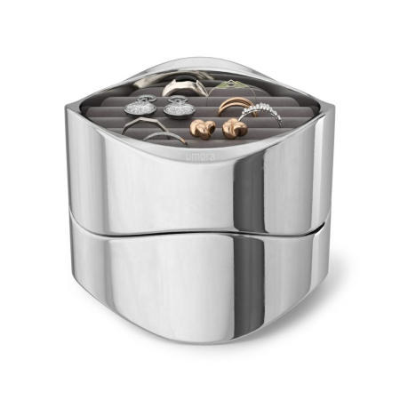 Cutii decorative - Organizator pentru Bijuterii Wavy 10x8x10 cm, Catifea Cromat - Umbra