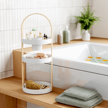 Organizator pentru Cosmetice Bellwood 20x20x50 cm, Alb, Natural - Umbra [4]