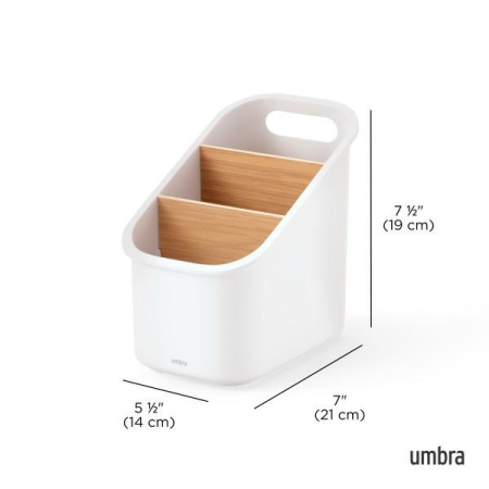 Organizator pentru Ustensile de Bucătărie Bellwood, Plastic Reciclat și Lemn Ecologic - Umbra [7]