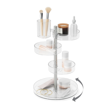 Produse - Organizer Cosmetic Pirouette Transparent / Nichelat Transparent, 23x23x35cm, Umbra 1015097-239