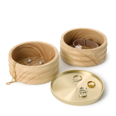 Organizer de Bijuterii Tesora 13x12x13 cm, Lemn Natural Auriu - Umbra [4]