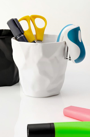 Organizer de birou Plast Mini 10,5x10,5x10 cm, Polipropilenă Alb - King Home [1]