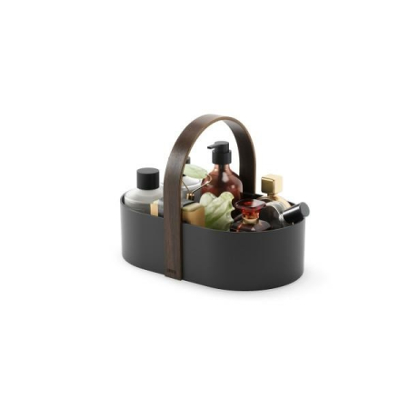Produse - Organizer pentru Cosmetice Bellwood 30x20x23 cm, Plastic Reciclat și Lemn Negru - Umbra