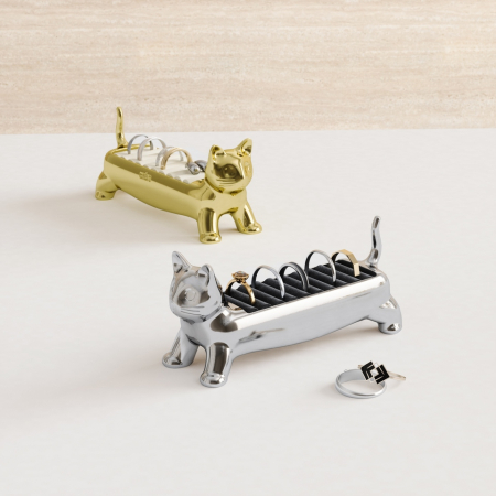 Organizer pentru Inele Ali Cat 12x4x5 cm, Metal Turnat Crom Lustruit - Umbra [6]