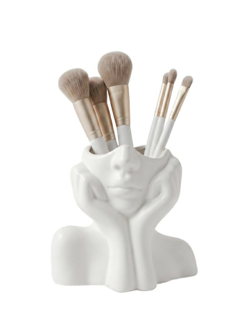 Decoratiuni - Organizer pentru Pensule Face, Plastic Alb - SHP