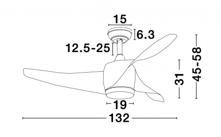Plafoniera ventilator LED maro Stein, baza din otel, lame din lemn, inaltime reglabila, 5267611 - Novaluce [7]