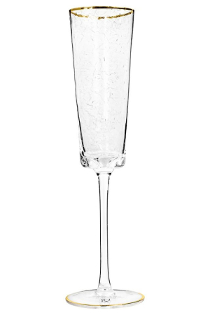 Produse - Pahar de Șampanie Hommage 5x5x26 cm, Sticlă Transparent Auriu - Kare Design