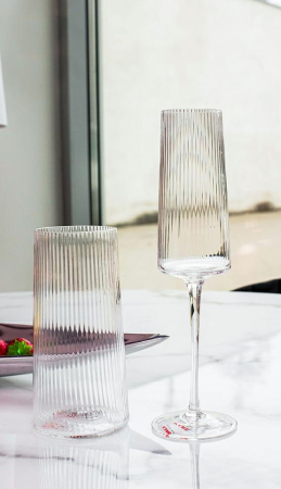 Pahar de Șampanie Riffle 215 7x7x25 cm, Sticlă Transparent - Kare Design [5]