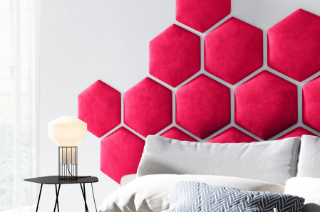 Panou pat hexagon tapitat cu catifea Hira, 35,3x40,5 cm [4]