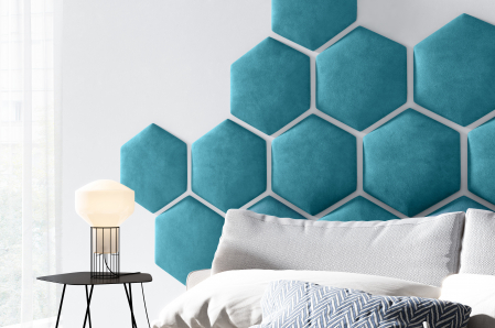Panou pat hexagon tapitat cu catifea Hira, 35,3x40,5 cm [24]