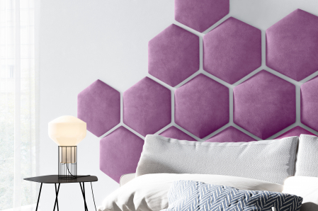 Panou pat hexagon tapitat cu catifea Hira, 35,3x40,5 cm [25]
