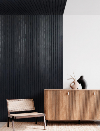 Panouri riflaje - Panou riflat 3D Olmo, Negru, 270x11.6cm, Lamelio
